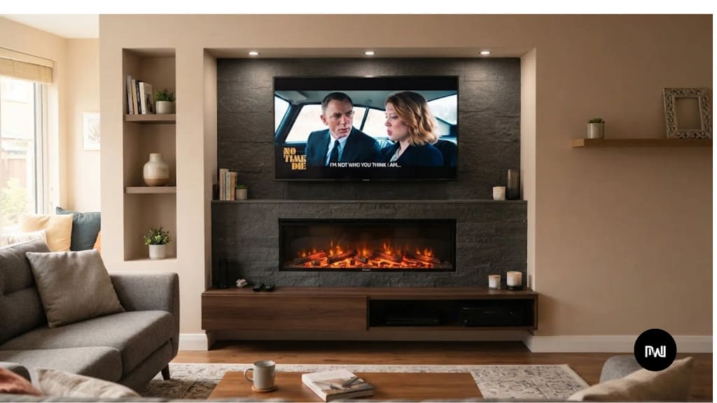 Acoustic wooden slat media wall