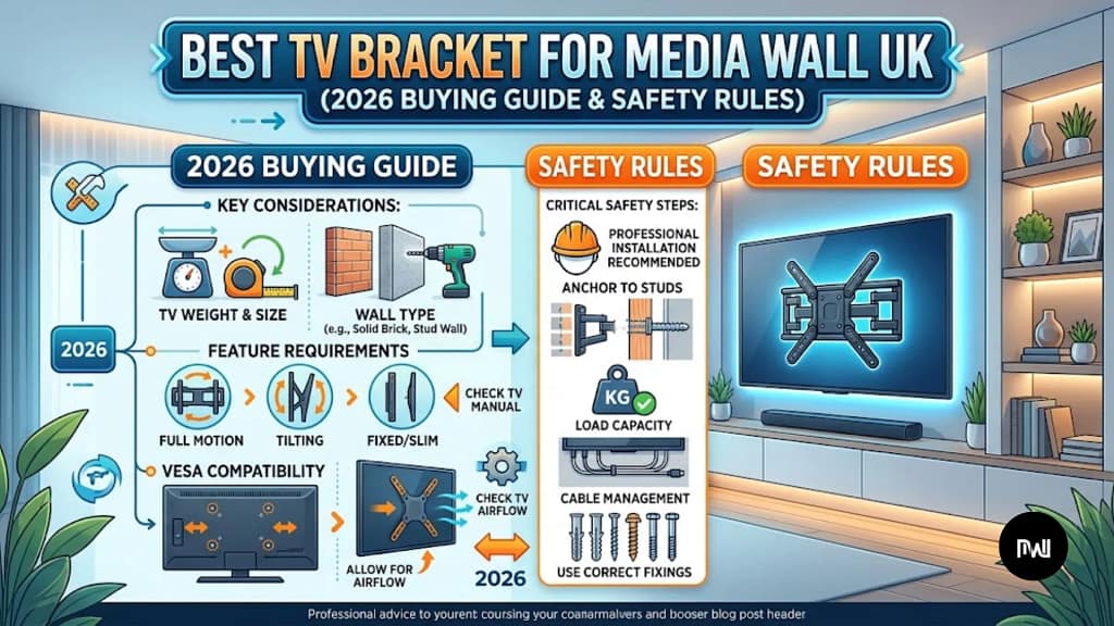 1-Best TV Bracket for Media Wall UK (2026 Buying Guide & Safety Rules)