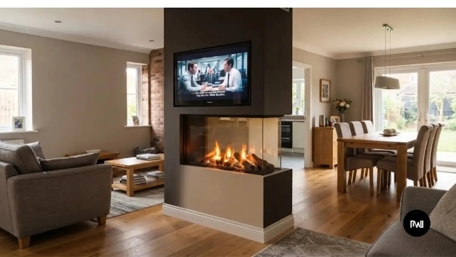 Built-In Fireplace with Integrated Storage