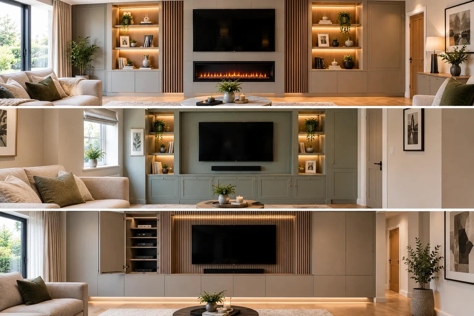 Built-In TV Wall with a Fireplace