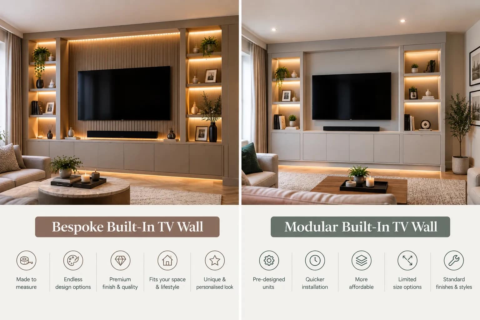 Bespoke vs Modular Built-In TV Walls