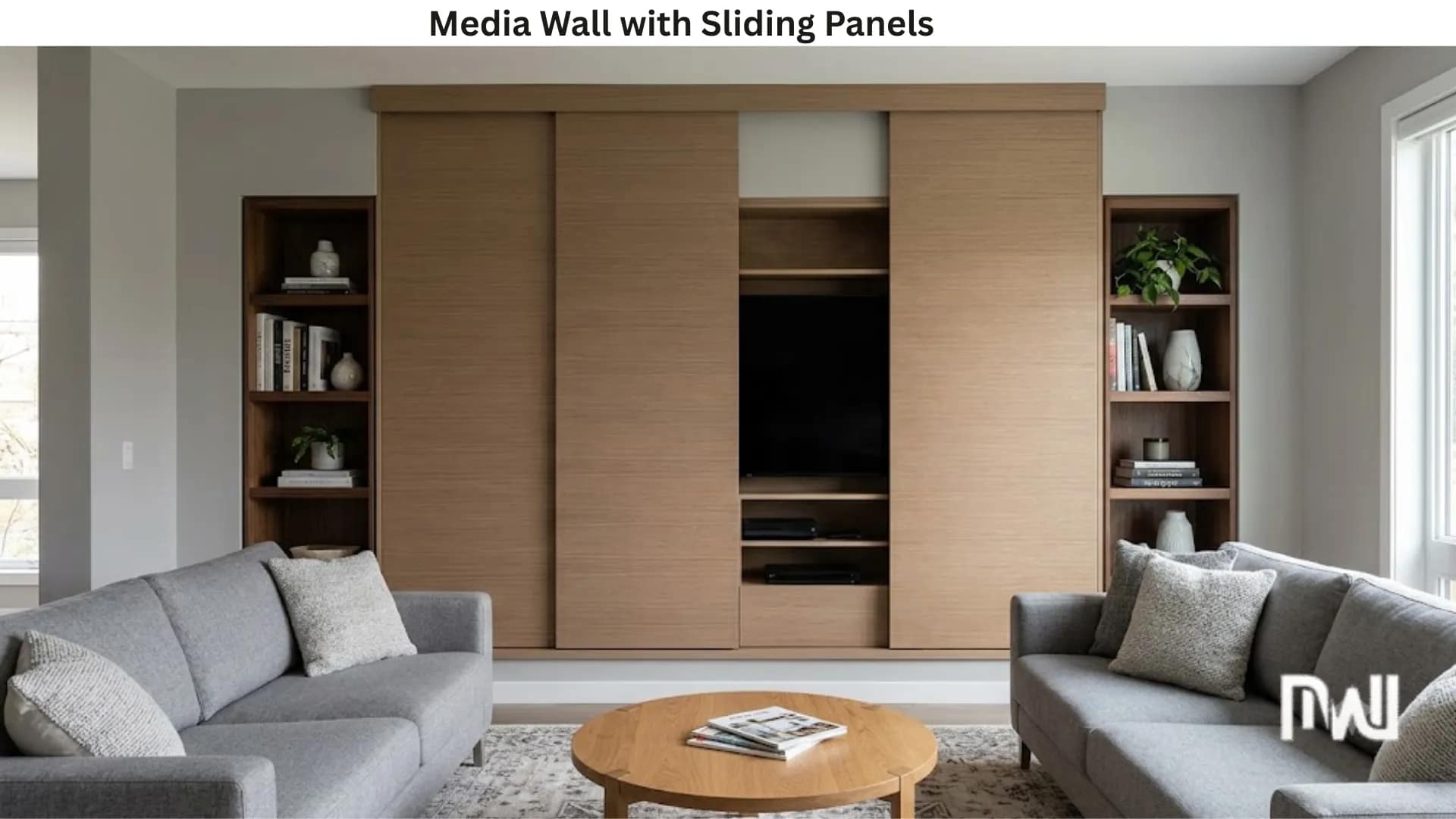 10. Media Wall with Sliding Panels