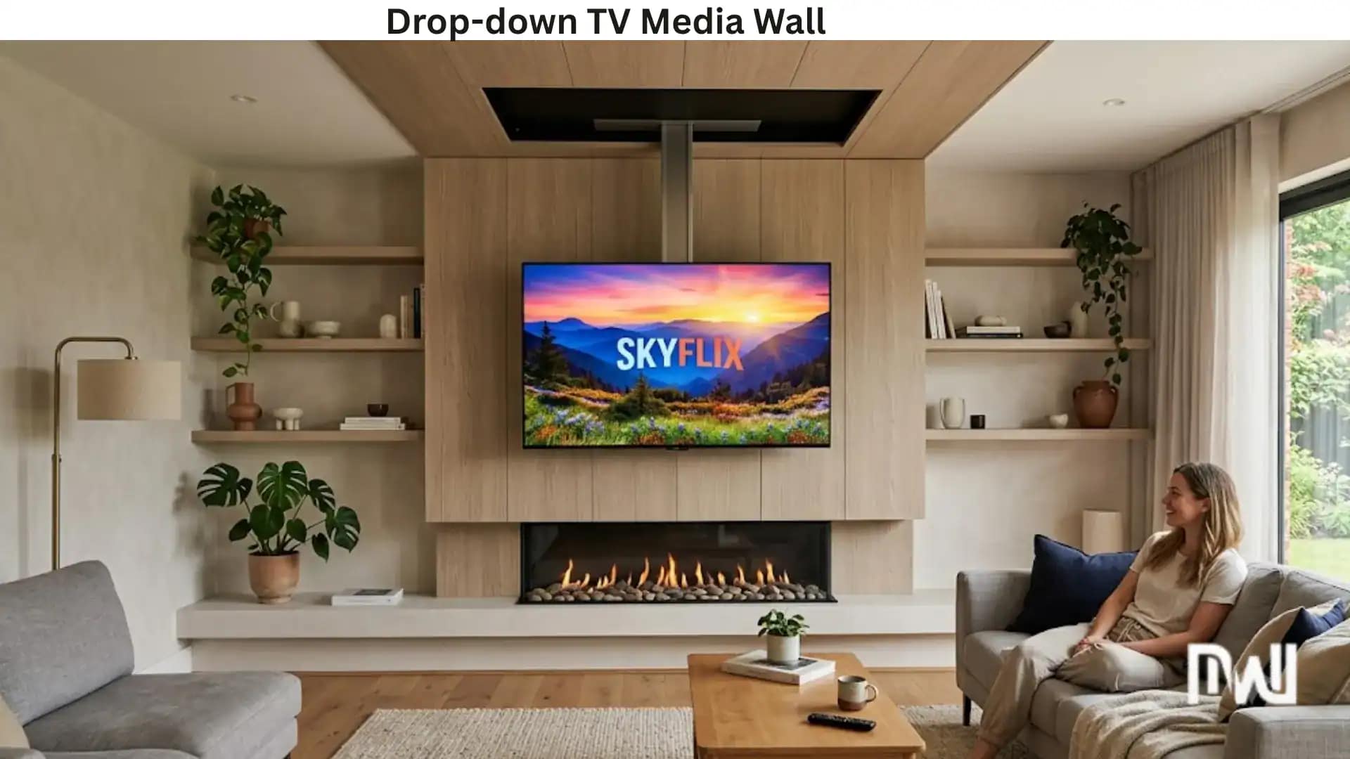 16. Drop-down TV Media Wall