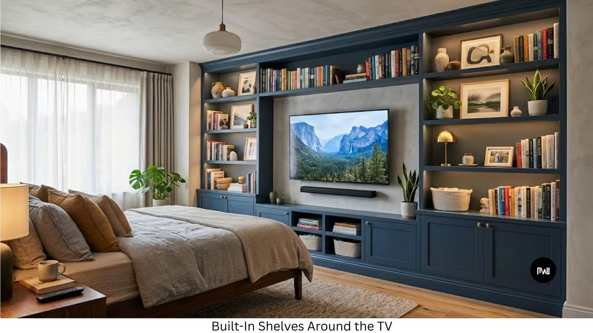 Built-In Shelves Around the TV