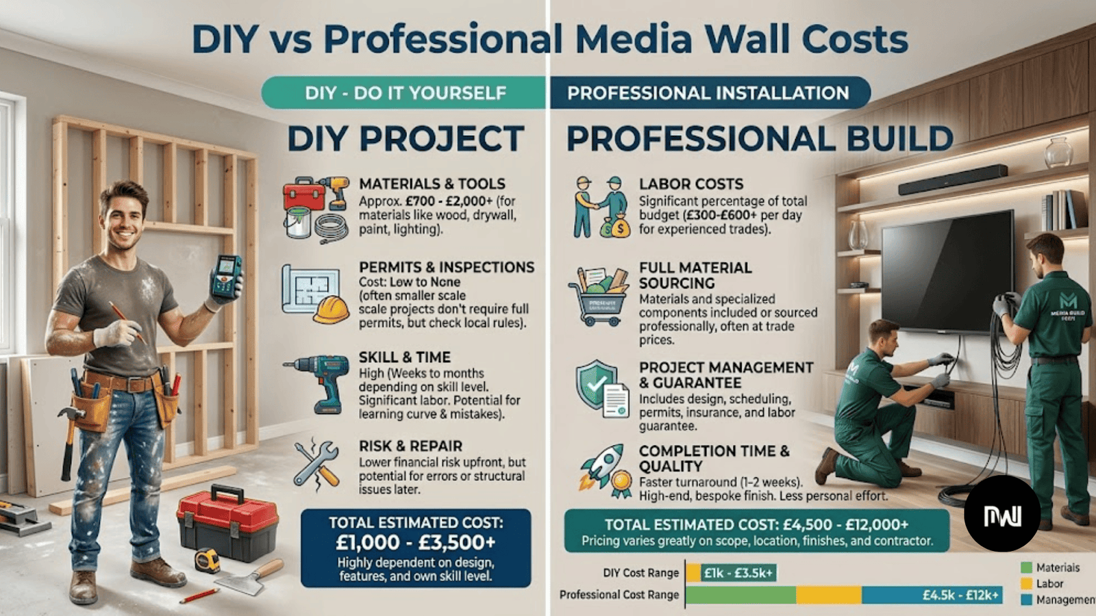 DIY vs Professional Media Wall Costs