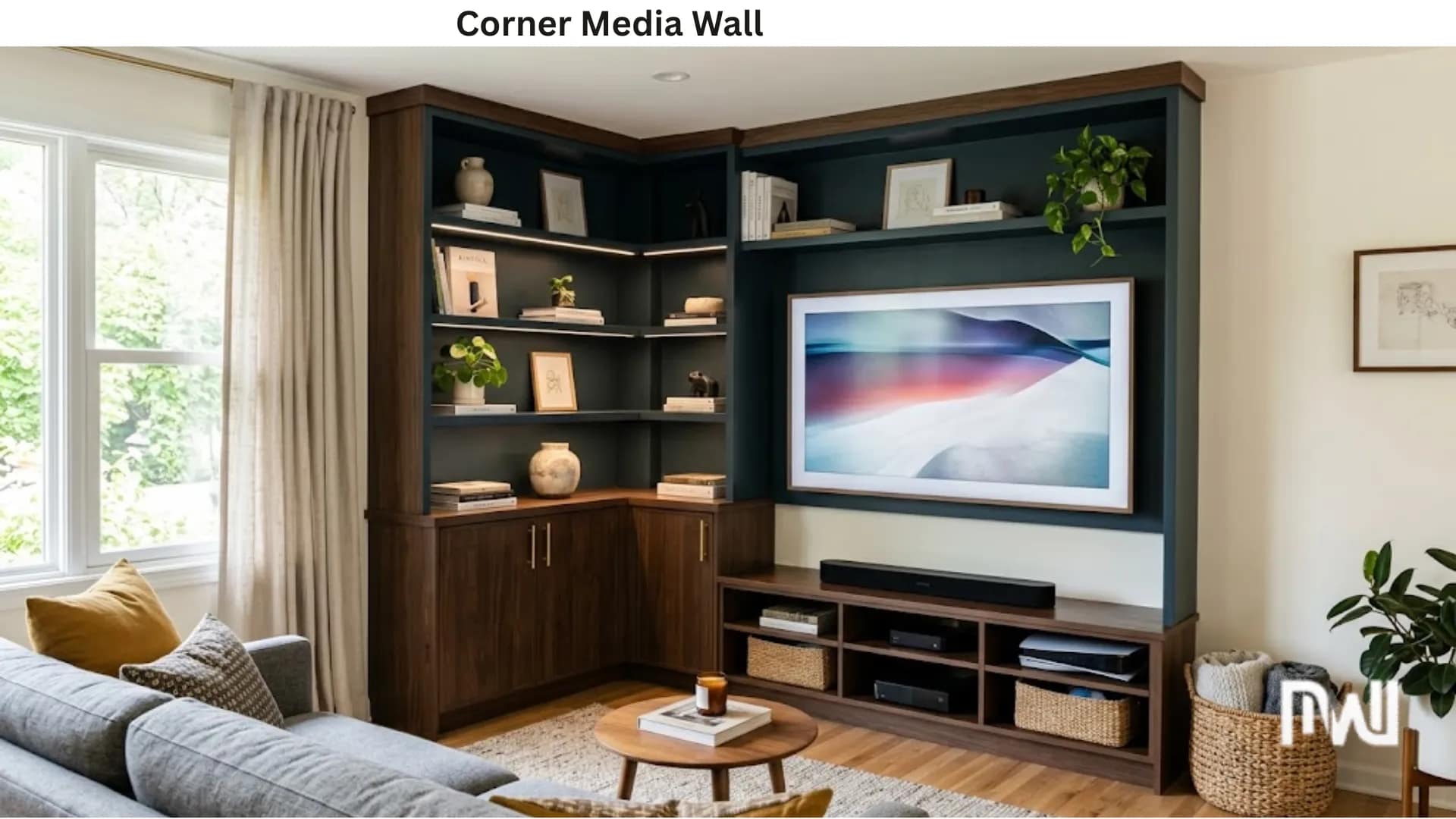 9. Corner Media Wall