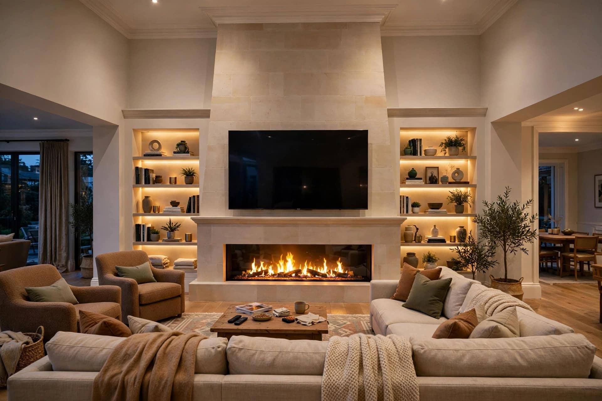 Fireplace Wall for a Large Living Room