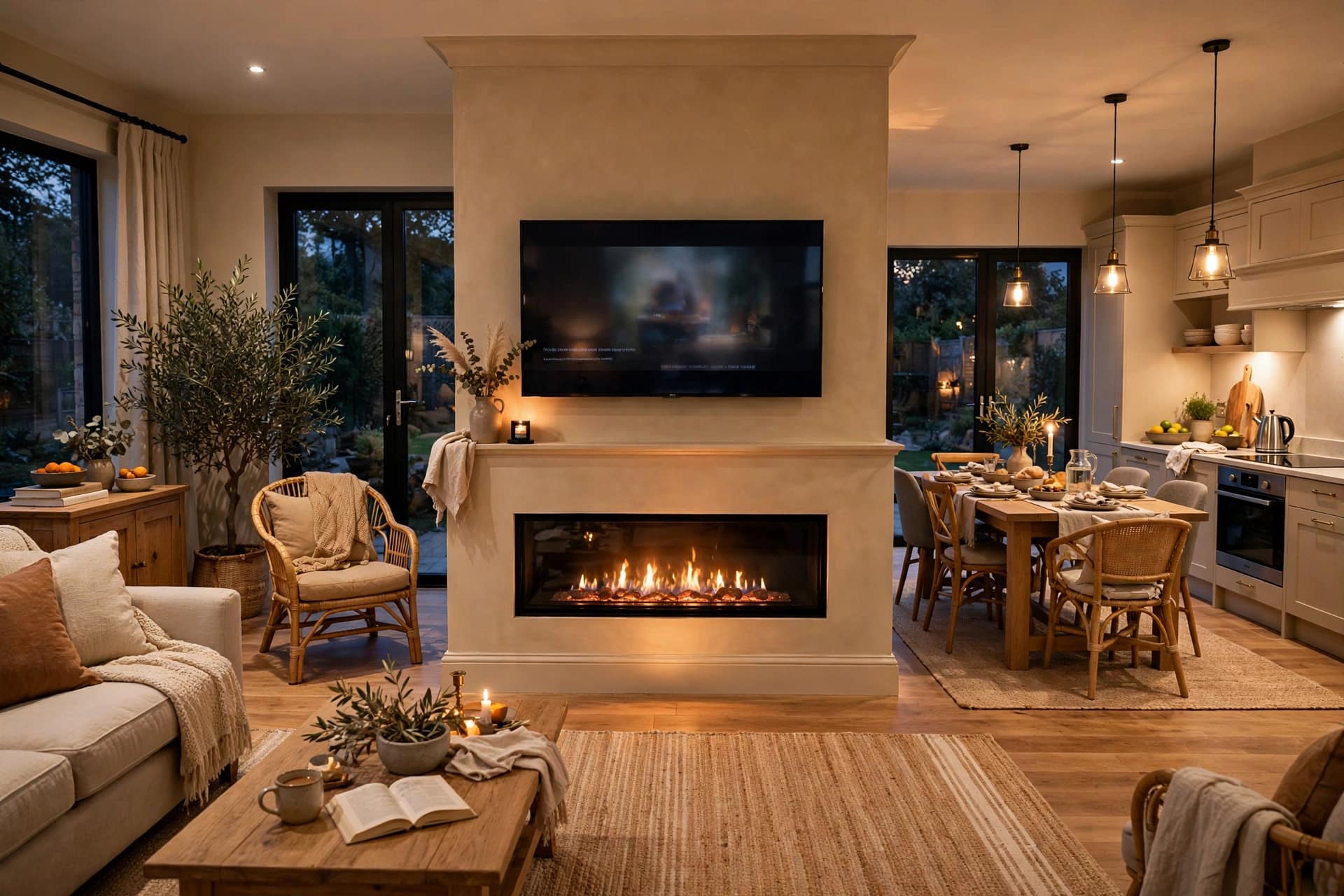 Fireplace Wall in an Open-Plan Living Room