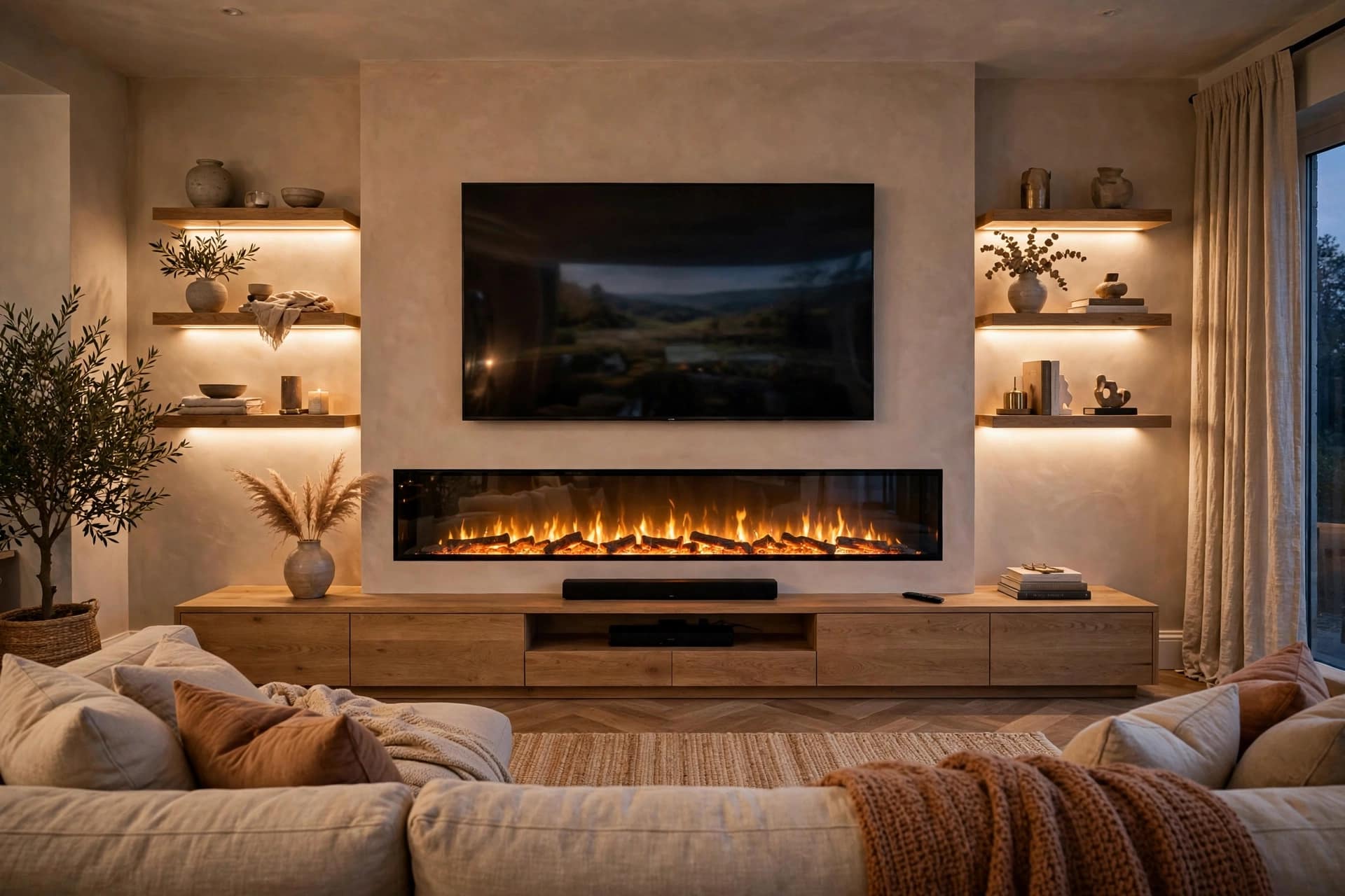 Fireplace Wall With a Large TV