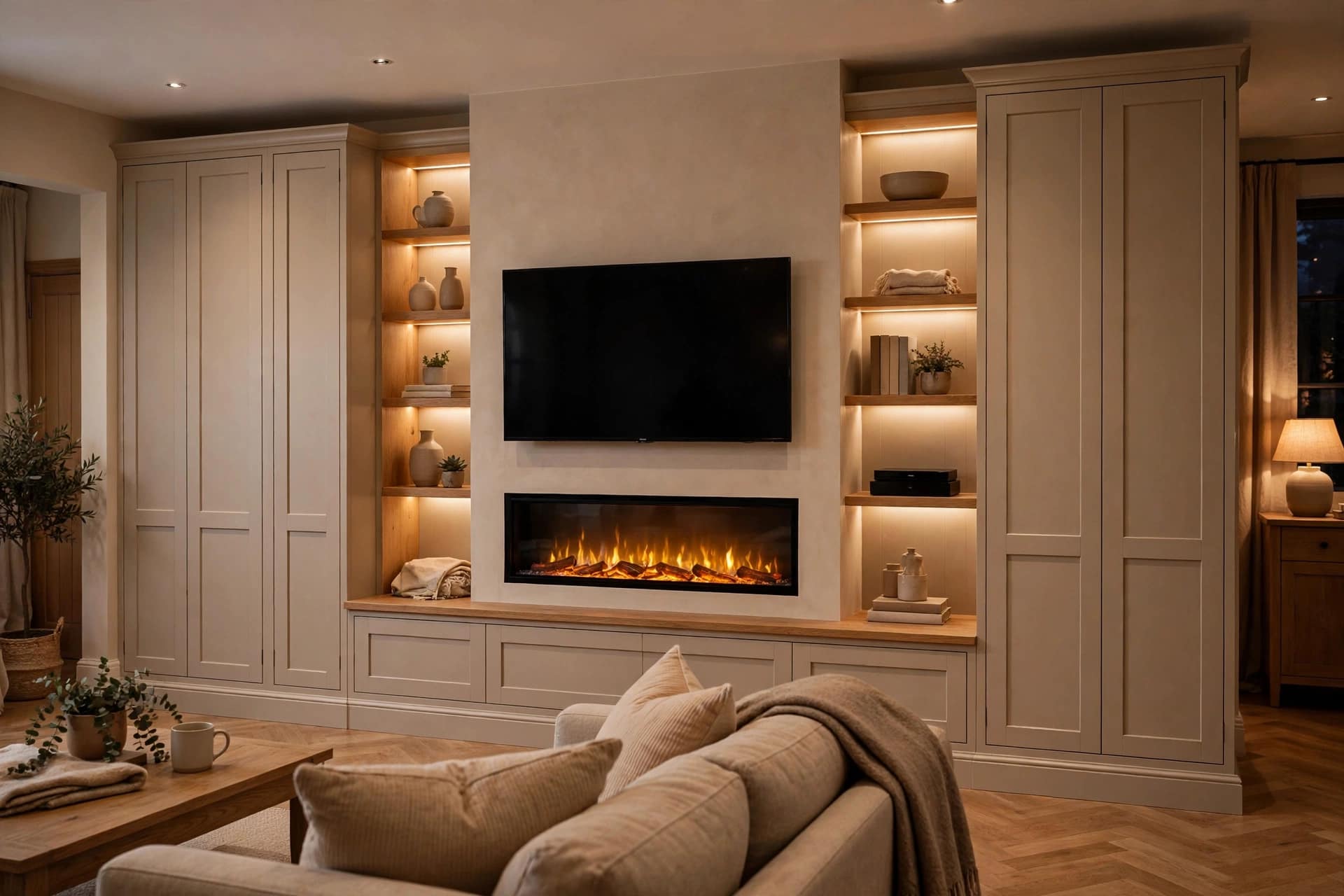 Fireplace Wall With Built-In Storage